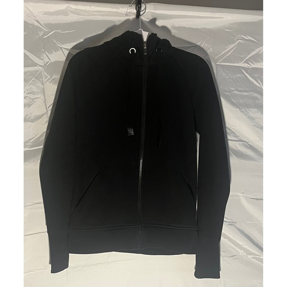 Athleta Womens Black Full Zip Hoodie Sweatshirt Thumbholes Size S RN 54023